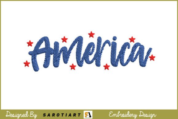 America 4th of July Embroidery Design