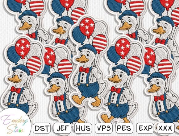 Animal Patriotic Patch Embroidery Design