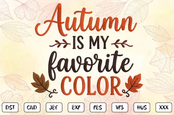 Autumn Quote Embroidery Design