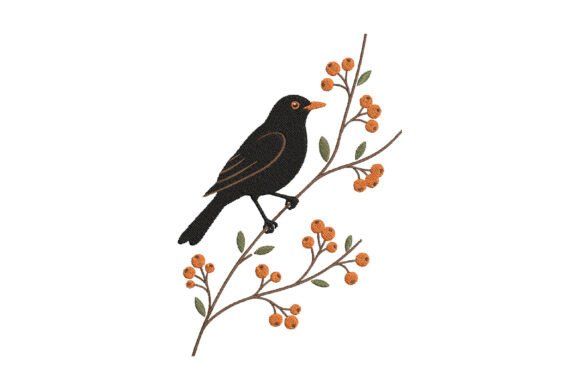 Black Bird Embroidery Design