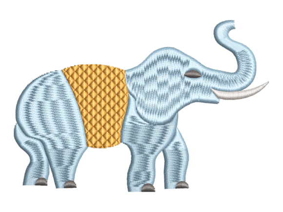 Blue Elephant Embroidery Design