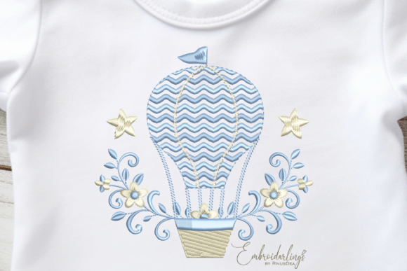 Chevron Hot Air Balloon Embroidery Design