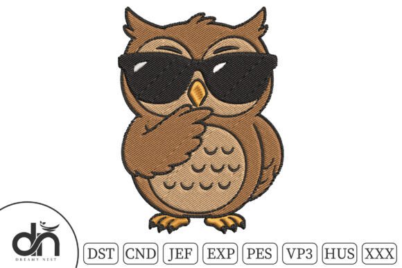 Cool Owl Sunglasses Embroidery Design