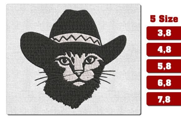 Cowboy Cat Embroidery - Western Kitty