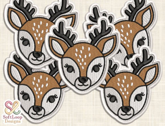 Cute Deer Patch Embroidery Design
