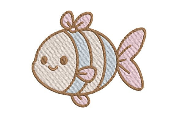 Cute Striped Fish Embroidery Design