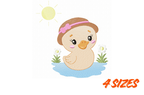 Cute Summer Duck Embroidery Design File