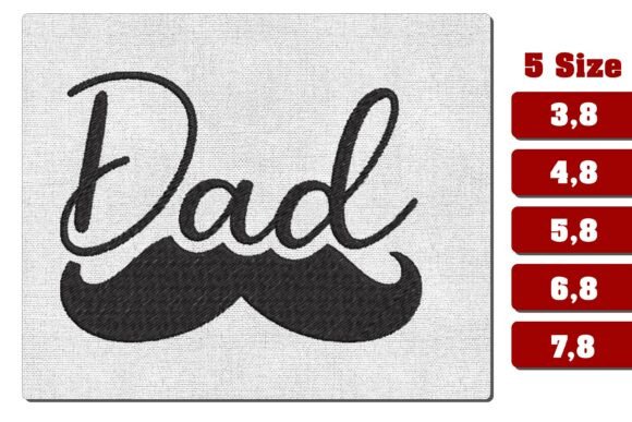 Dad Mustache Cursive Machine Embroidery