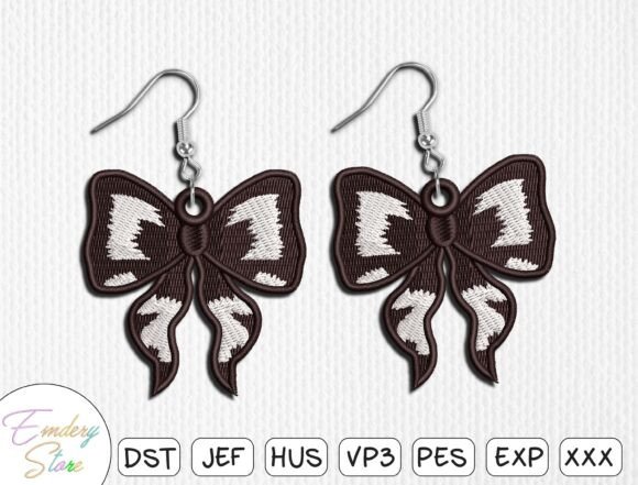 Elegant Bow Earrings Embroidery Design