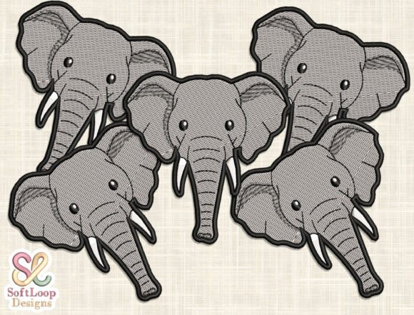 Elephant Patch Embroidery Design