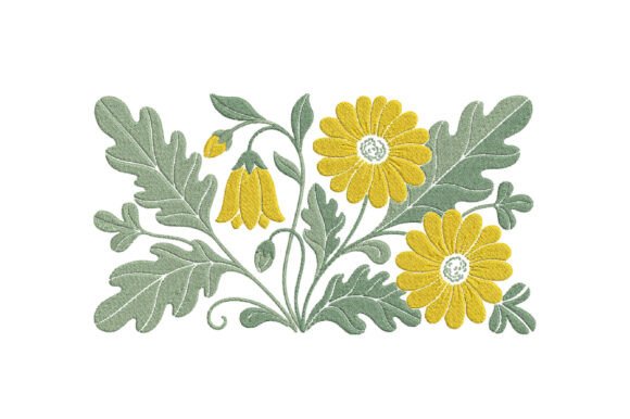 Embroidery Yellow Flower Design