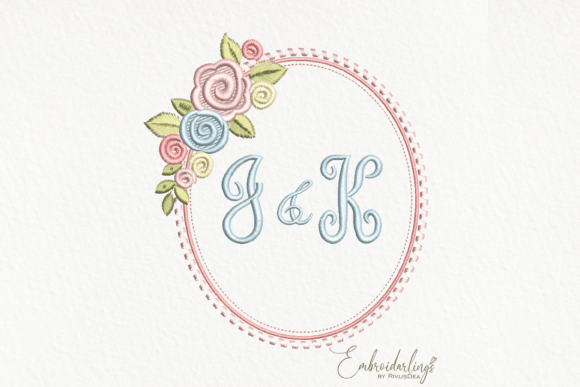 Floral Monogram Frame Embroidery Design