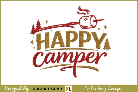 Happy Camper, Camping Embroidery