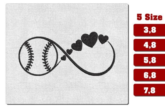 Infinity Baseball Heart Machine Embroidery