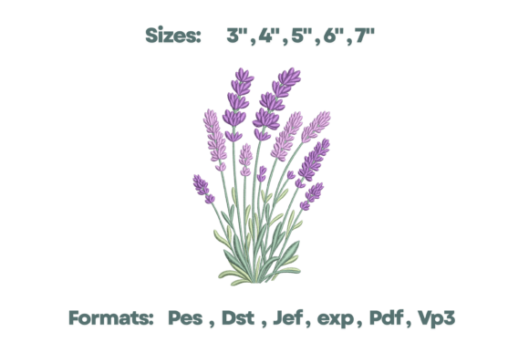 Lavender Garden Sprig Embroidery