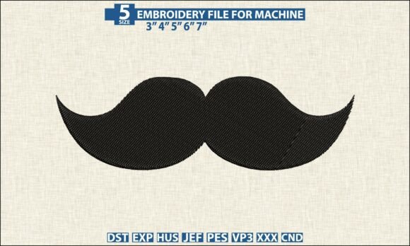 Mustache Embroidery Pattern PES DST