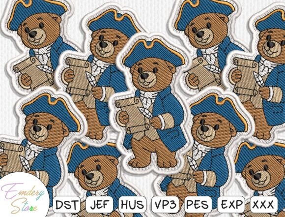 Patriotic Animal Patch Embroidery Design