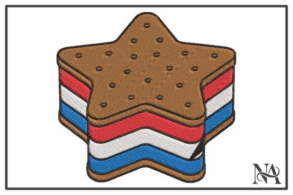 Patriotic Star Ice Cream Embroidery