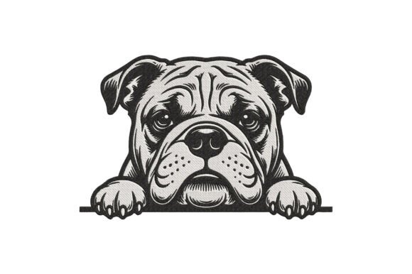 Peeking Bulldog Embroidery Design