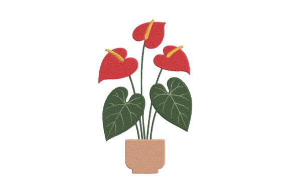 Red Anthurium Embroidery Design