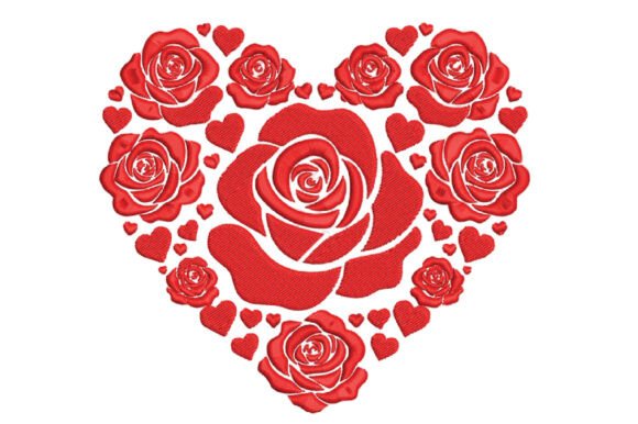 Rose Hearts Floral Heart Embroidery