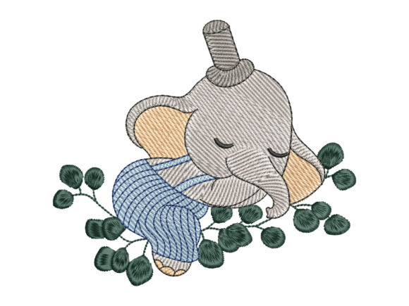 Sleeping Baby Elephant Embroidery