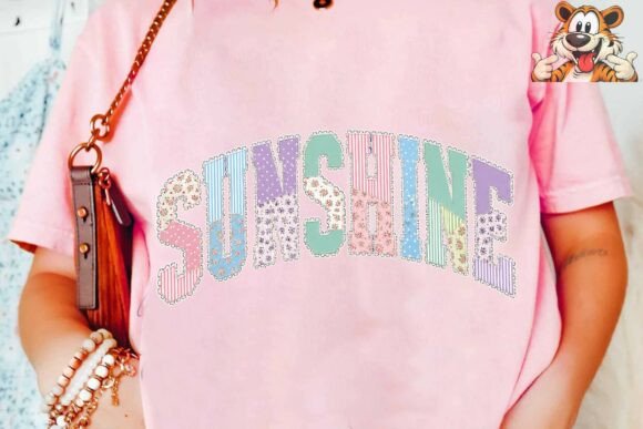 Sunshine Faux Embroidery Varsity PNG