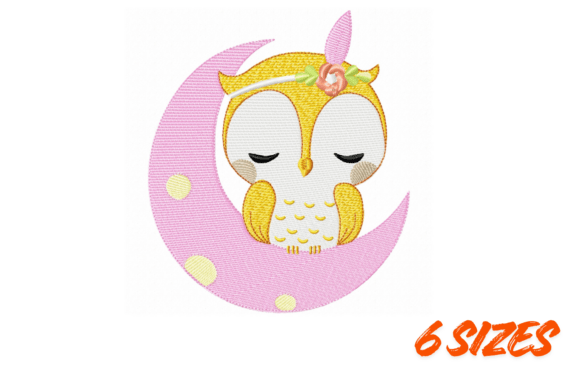Sweet Owl Moon Embroidery Design