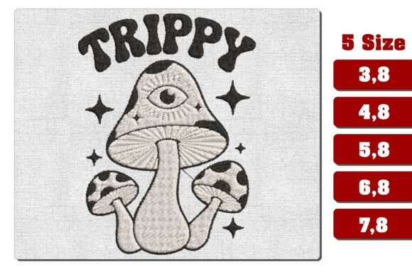 Trippy Mushroom Eye Machine Embroidery