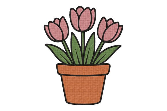 Tulip Pot Embroidery Design