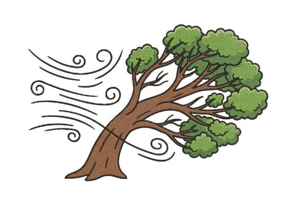 Wind Blown Tree Embroidery Design